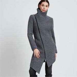 NWT Marcella Maren Gray Wool Asymmetrical Wool Coat L